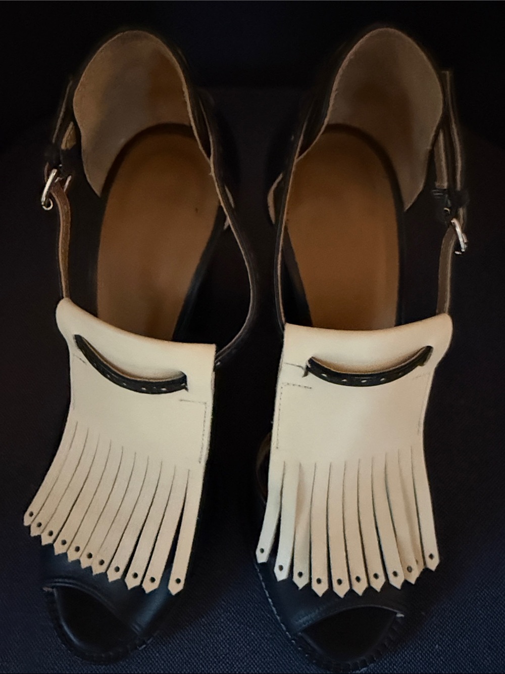 Polo Ralph Lauren "Norah" Tassel Kiltie Sandal Heels Black Sz 38.5 EU/ US 8 - Picture 6 of 7